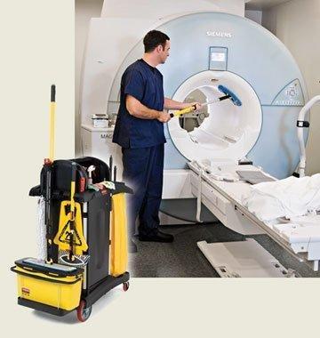 A Man cleaning a health facility